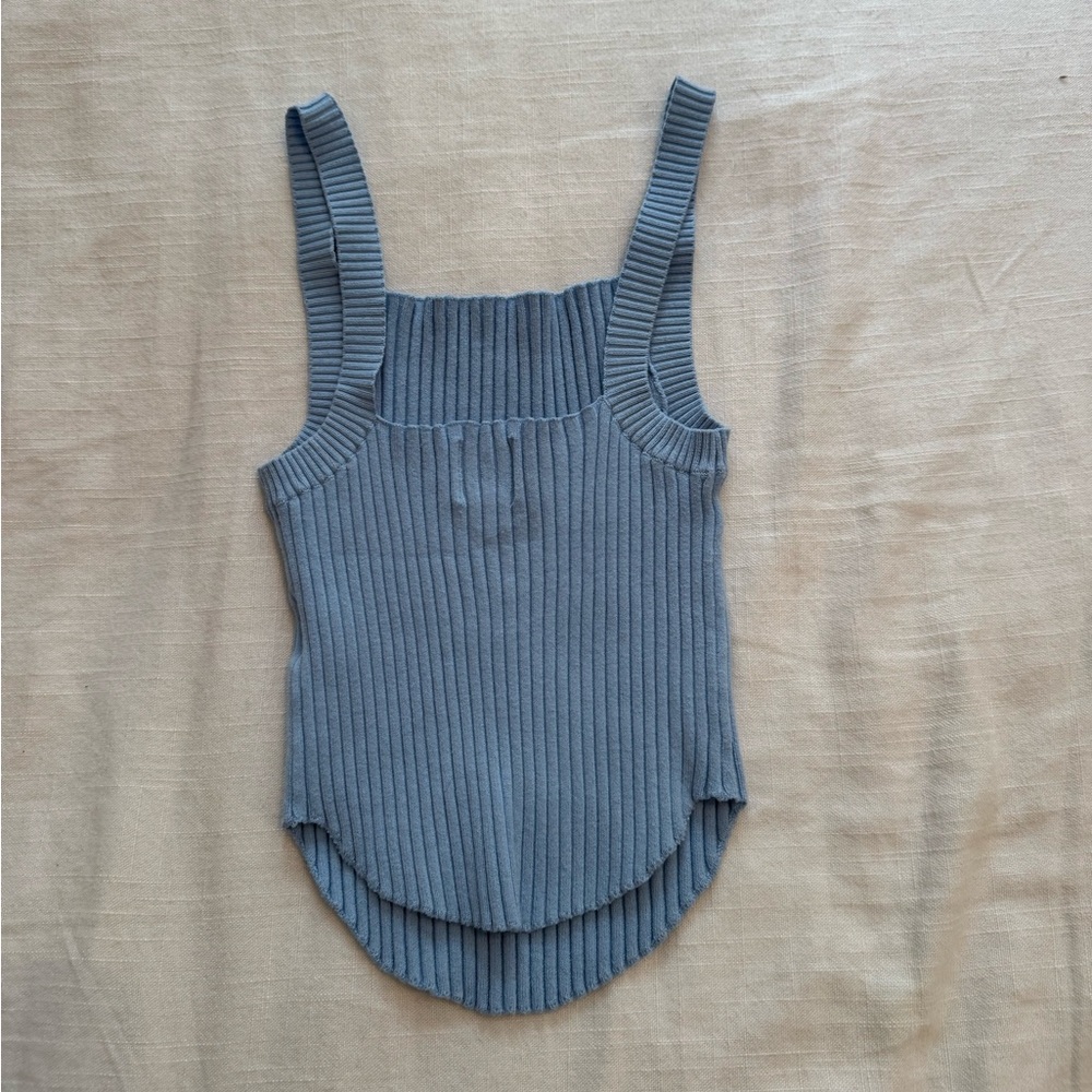 BDG Blue Ribbed Tank Top - Picture 2 of 3